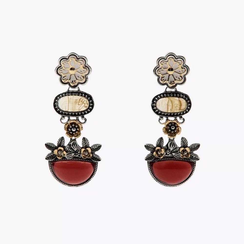 ZARA FLORAL RESIN PIECE EARRINGS